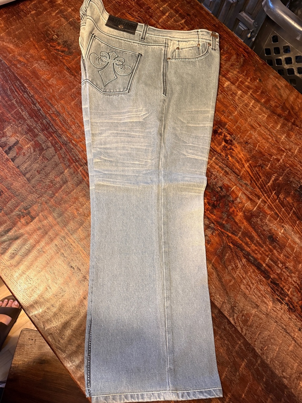 Affliction Light Blue Embroidered Bootcut Jeans - Picture 2 of 7